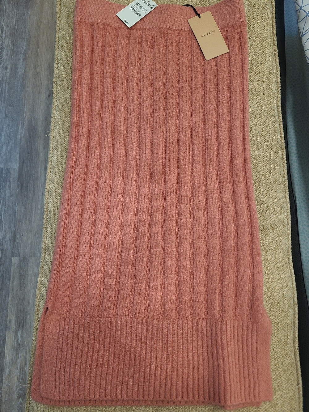 Halogen Ribbed Midi Skirt - Coral Pink